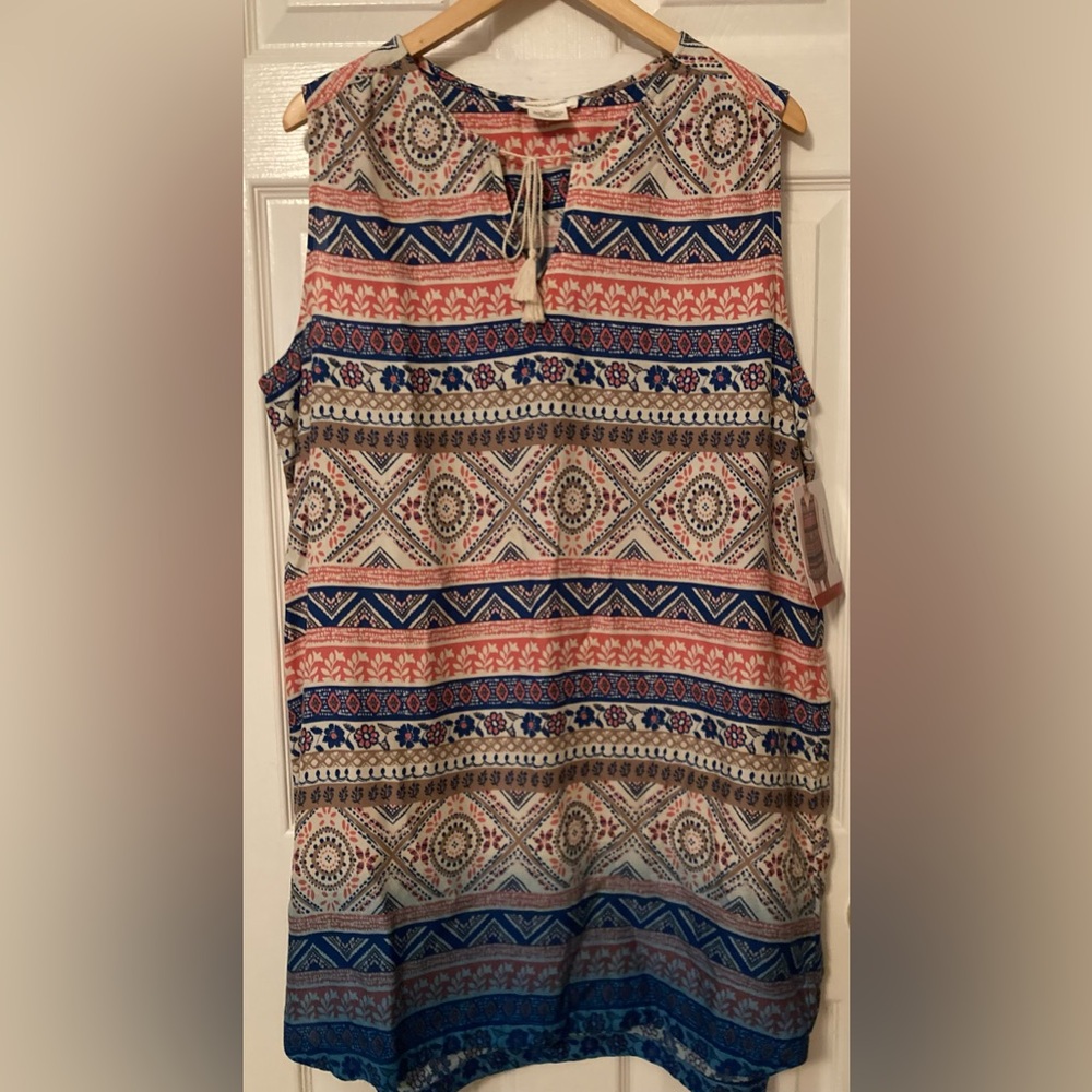 Sleeveless Boho Beach Dress New Stripe & Geometric Print Dress - Picture 5 of 16